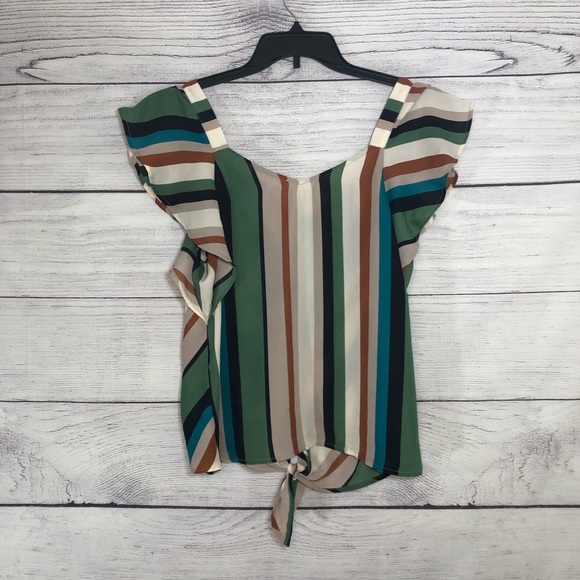 Monteau Multicolored Chevron Tie-Front Top Sz Lg - Picture 5 of 5